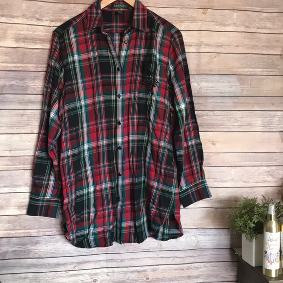 LAUREN Ralph Lauren plaid tartanbutton down shirt